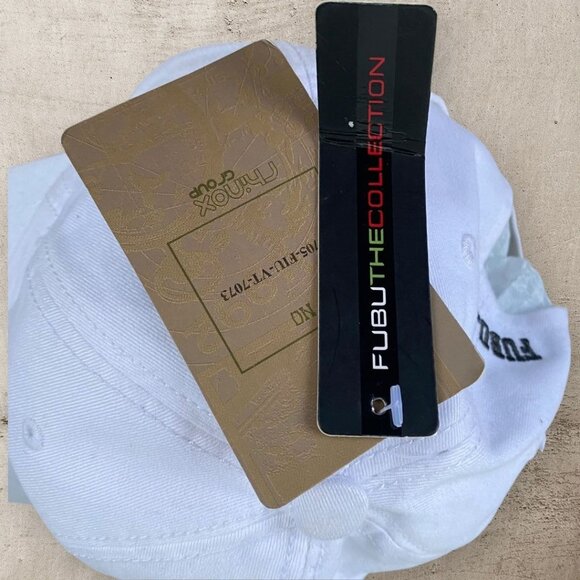 Vintage Fubu Jeans 1992 Athletics the Collection Hat NWT White Distressed *Flaws - Picture 7 of 12